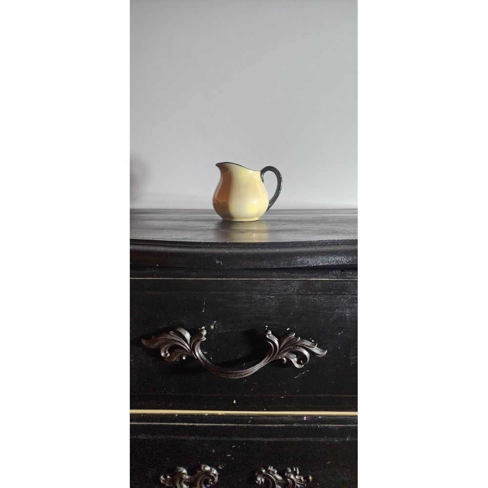 Vintage‎ Czechoslovakia  Lusterware 4" Yellow With Black Handle Pitcher Creamer